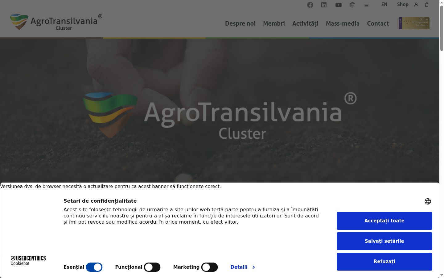 Sutikimo reklamjuostės, rodytos prieš bet kokią sąveiką, ekrano kopija