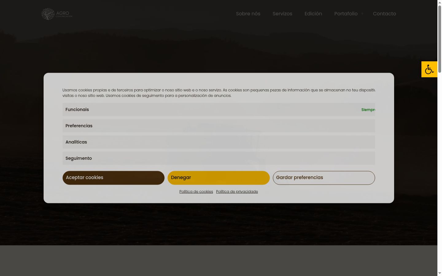 Screenshot of the consent banner shown before any interaction