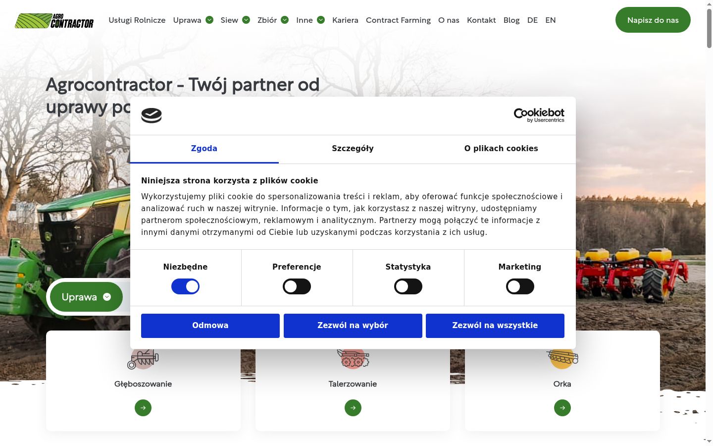 Screenshot of the consent banner shown before any interaction