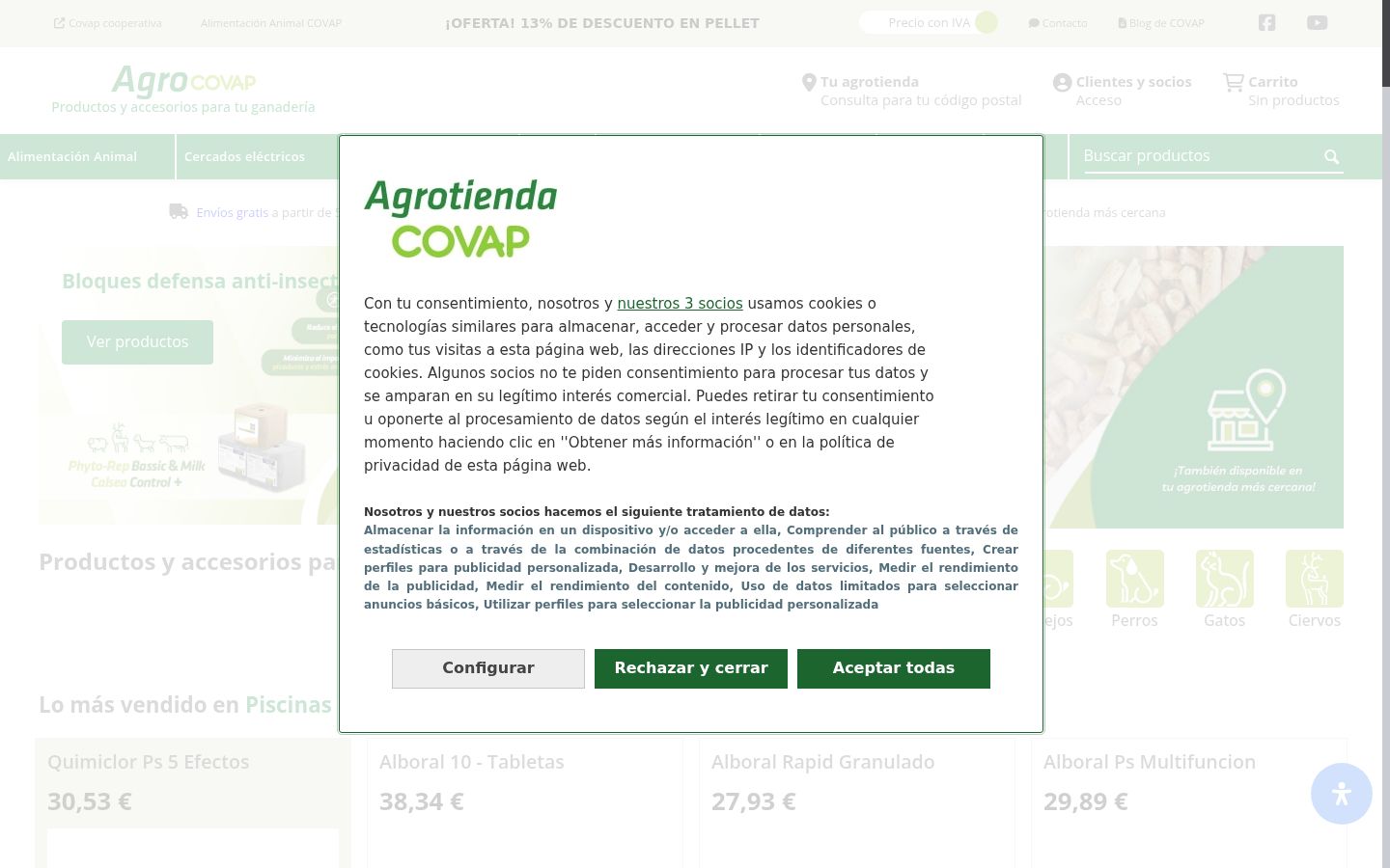 Screenshot of the consent banner shown before any interaction