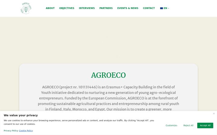 Screenshot stránky agroeco-project.eu
