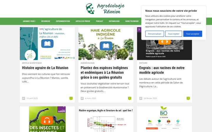Screenshot stránky agroecologie.re