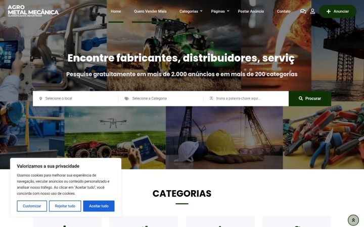 Screenshot stránky agroemetalmecanica.com.br