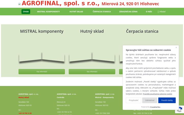 Screenshot von agrofinal.sk