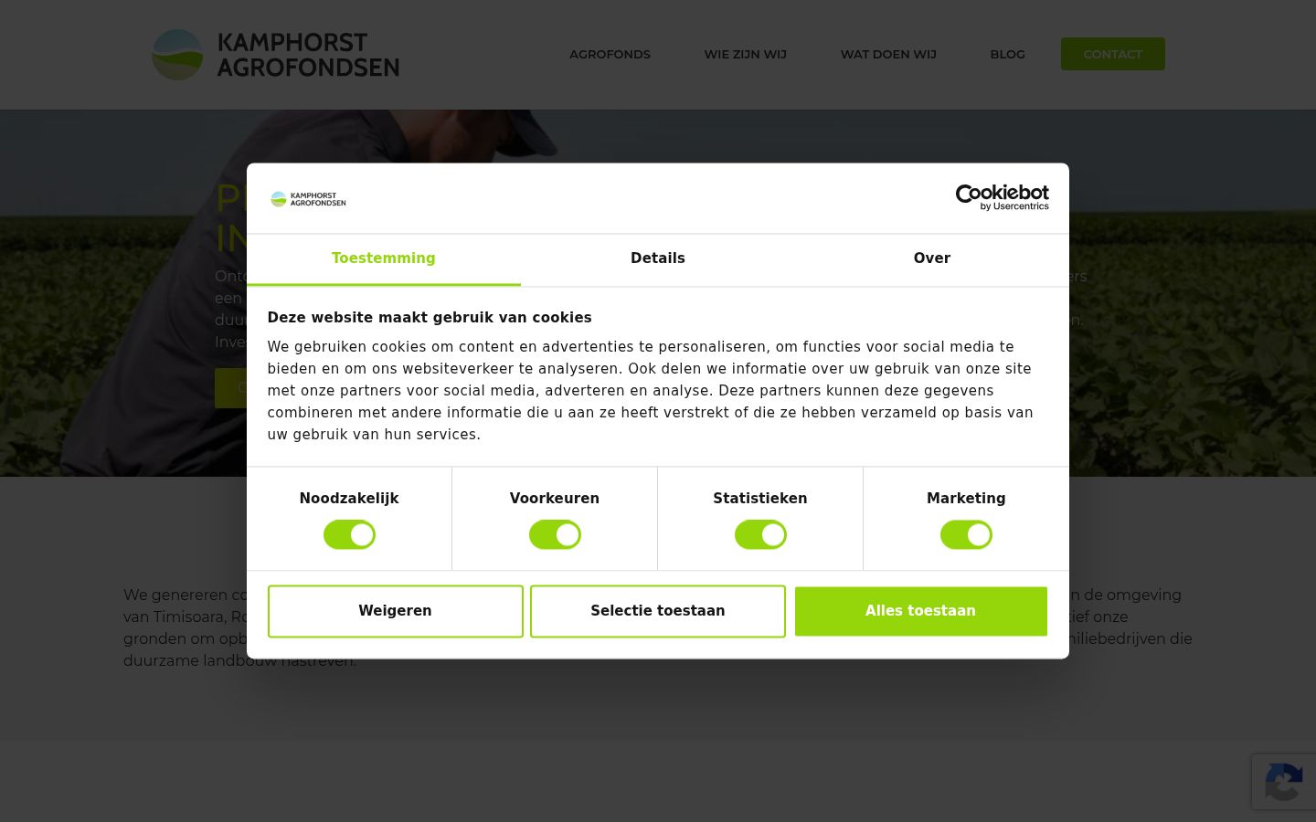 Captura de ecrã do banner de consentimento apresentado antes de qualquer interação