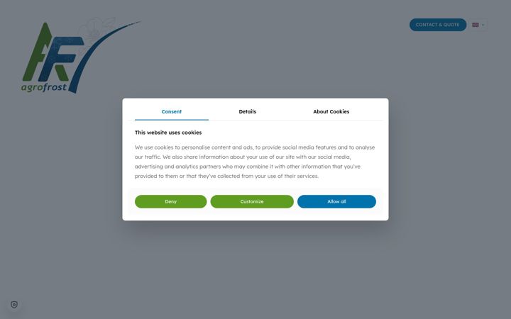 Screenshot of agrofrost.eu