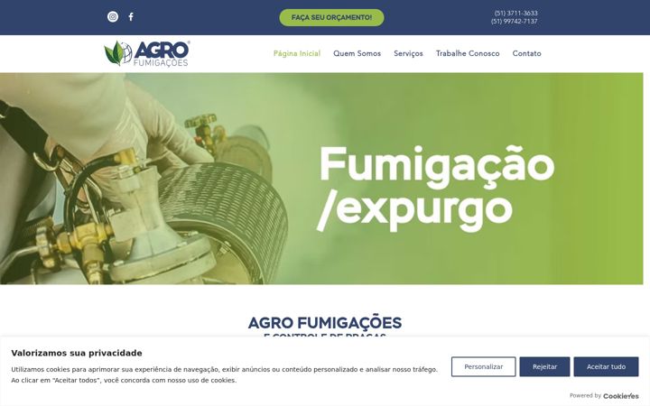 Ekraanipilt saidist agrofumigacoes.com.br