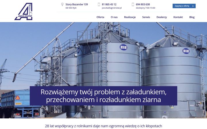 Posnetek zaslona agroinstal.pl