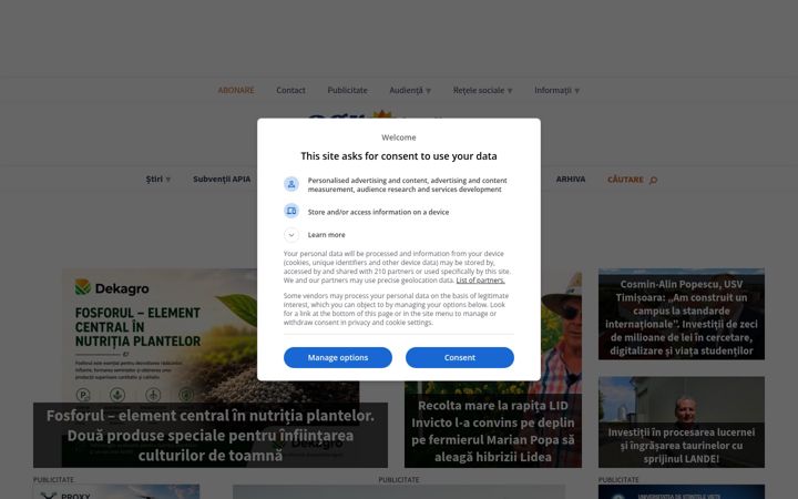 Screenshot of agrointel.ro
