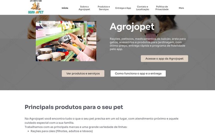 Screenshot of agrojopet.com.br
