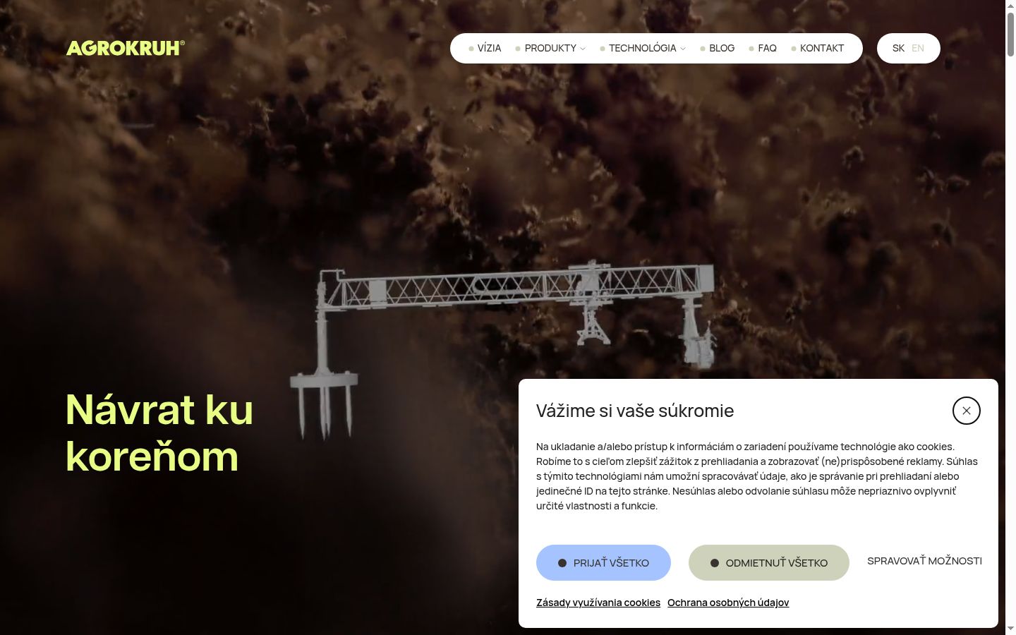 Snímka obrazovky banera súhlasu zobrazeného pred akoukoľvek interakciou