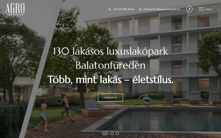 Screenshot van agrolakopark.hu