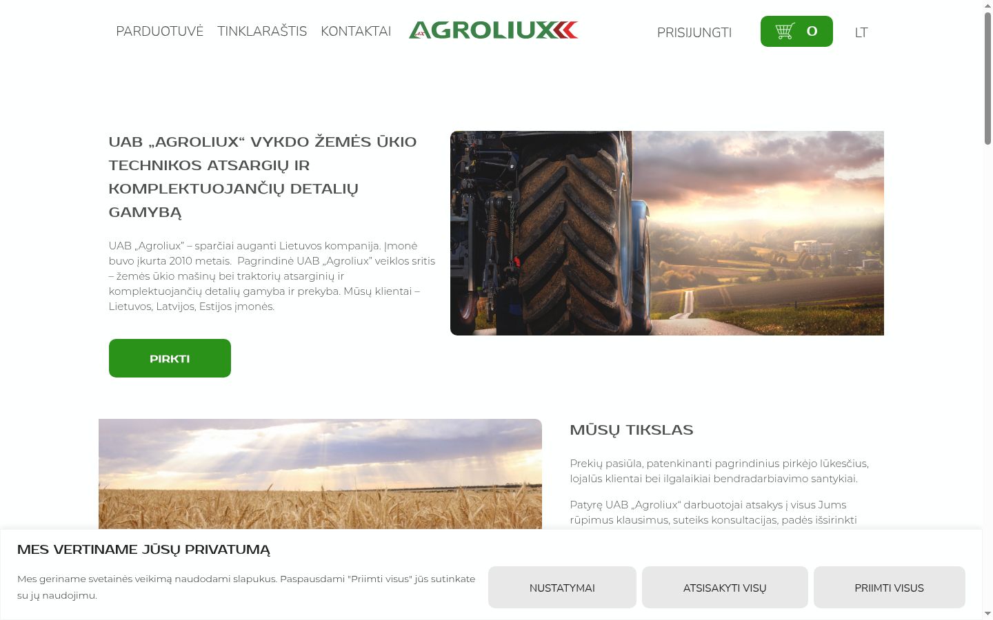 Sutikimo reklamjuostės, rodytos prieš bet kokią sąveiką, ekrano kopija