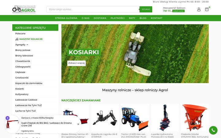 Captură de ecran a agrolsklep.pl
