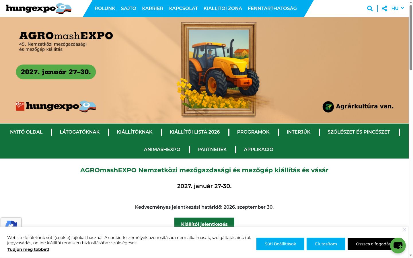Képernyőkép a bármilyen interakció előtt megjelenő hozzájárulási bannerről