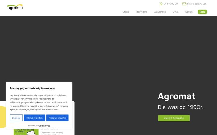 Captură de ecran a agromat.pl