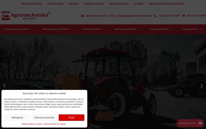 Captură de ecran a agromechanika.sk