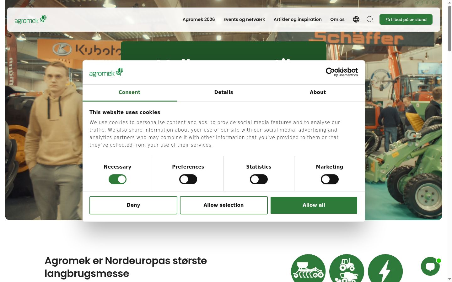 Screenshot of the consent banner shown before any interaction