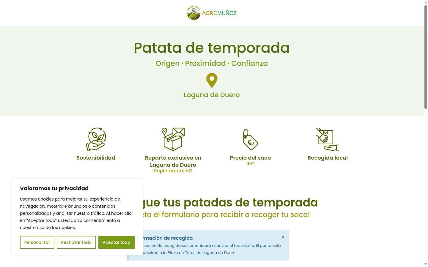 Screenshot del banner di consenso mostrato prima di qualsiasi interazione