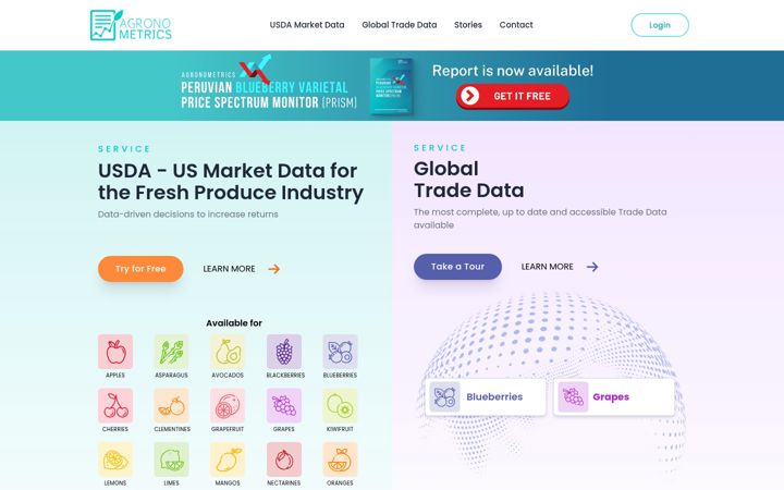 Screenshot stránky agronometrics.com