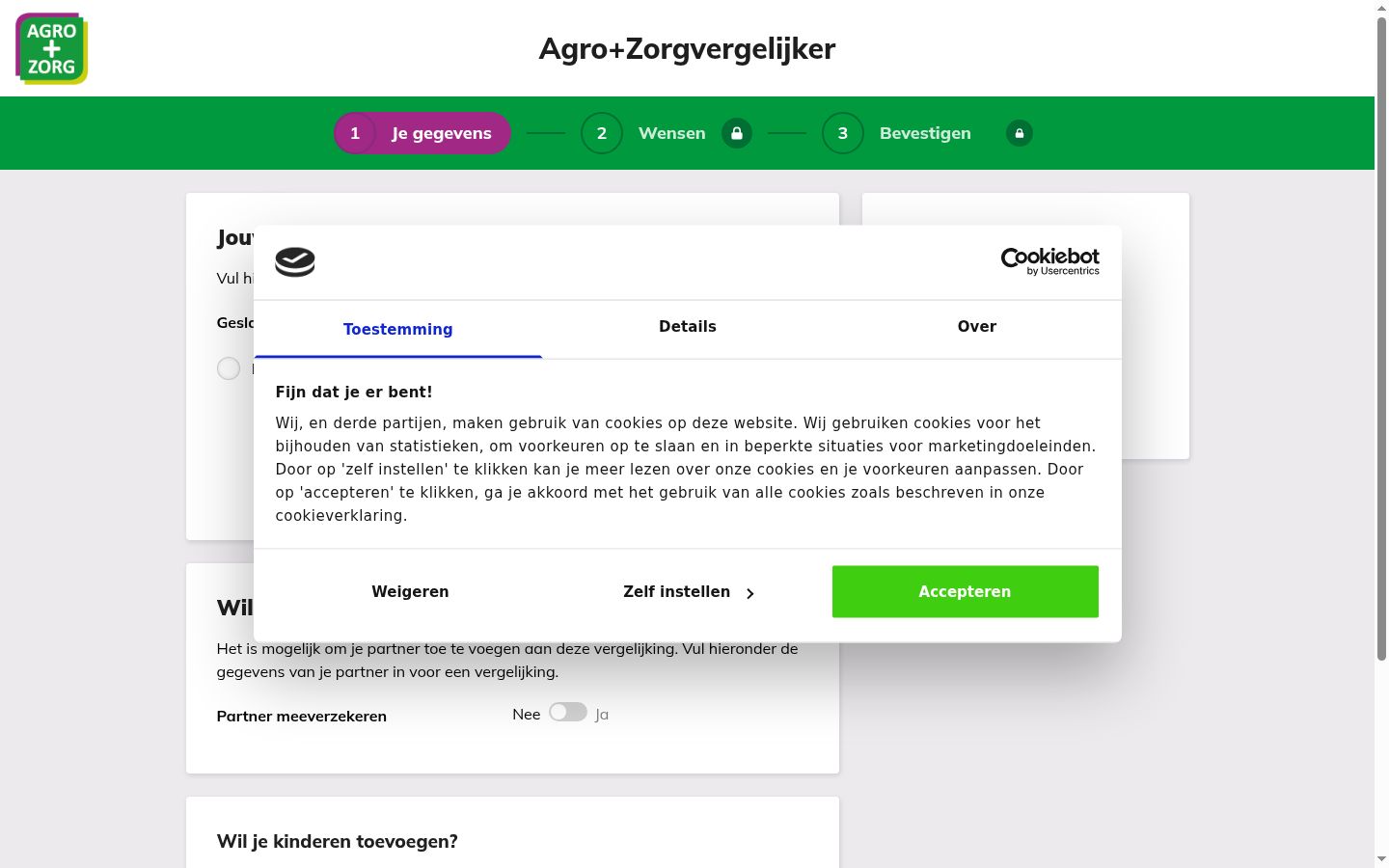Skjermbilde av samtykkebanneret slik det vises før noen interaksjon