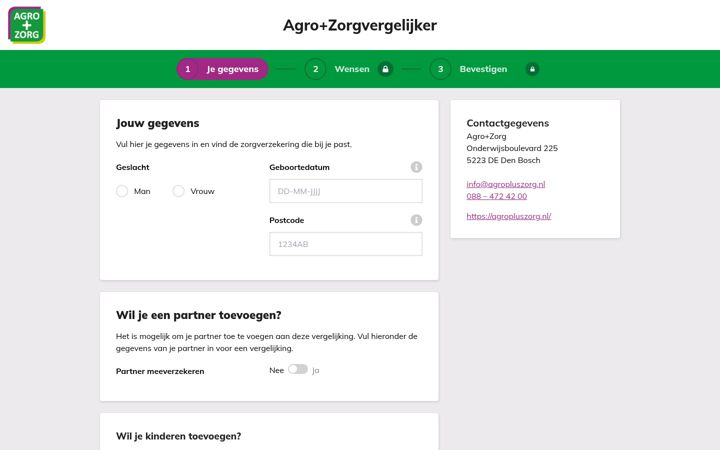 Screenshot of agropluszorgvergelijker.nl