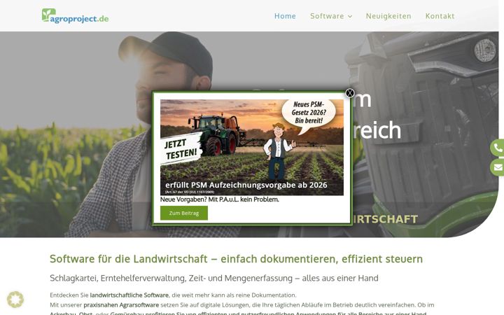 Screenshot von agroproject.de