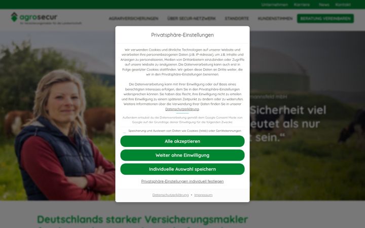 Snímek obrazovky agrosecur.de