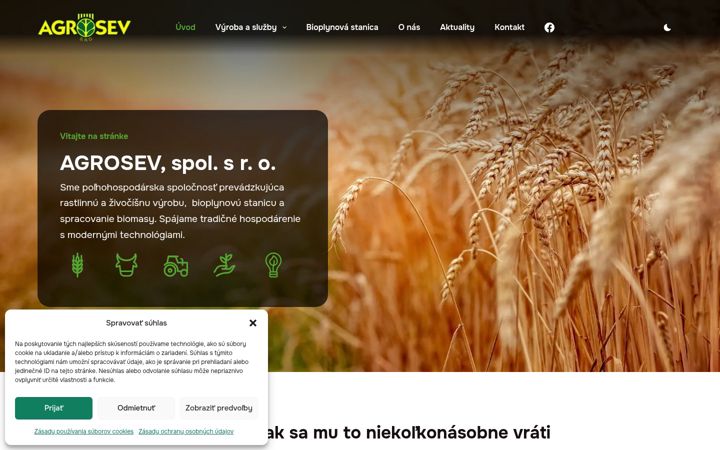 Ekraanipilt saidist agrosev.sk