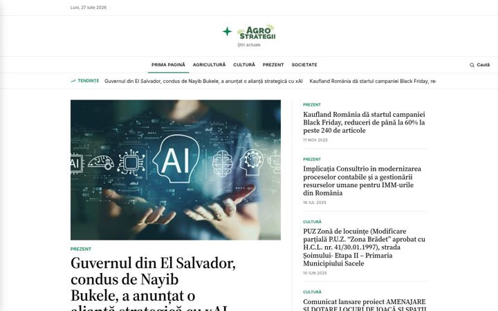 Skärmbild av agrostrategii.ro
