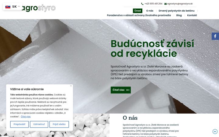 Skärmbild av agrostyro.sk