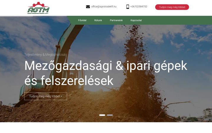 Screenshot stránky agrotradekft.hu