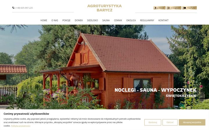 Captură de ecran a agroturystykabarycz.pl