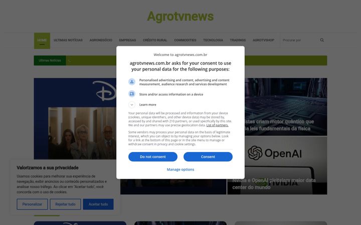 Screenshot of agrotvnews.com.br