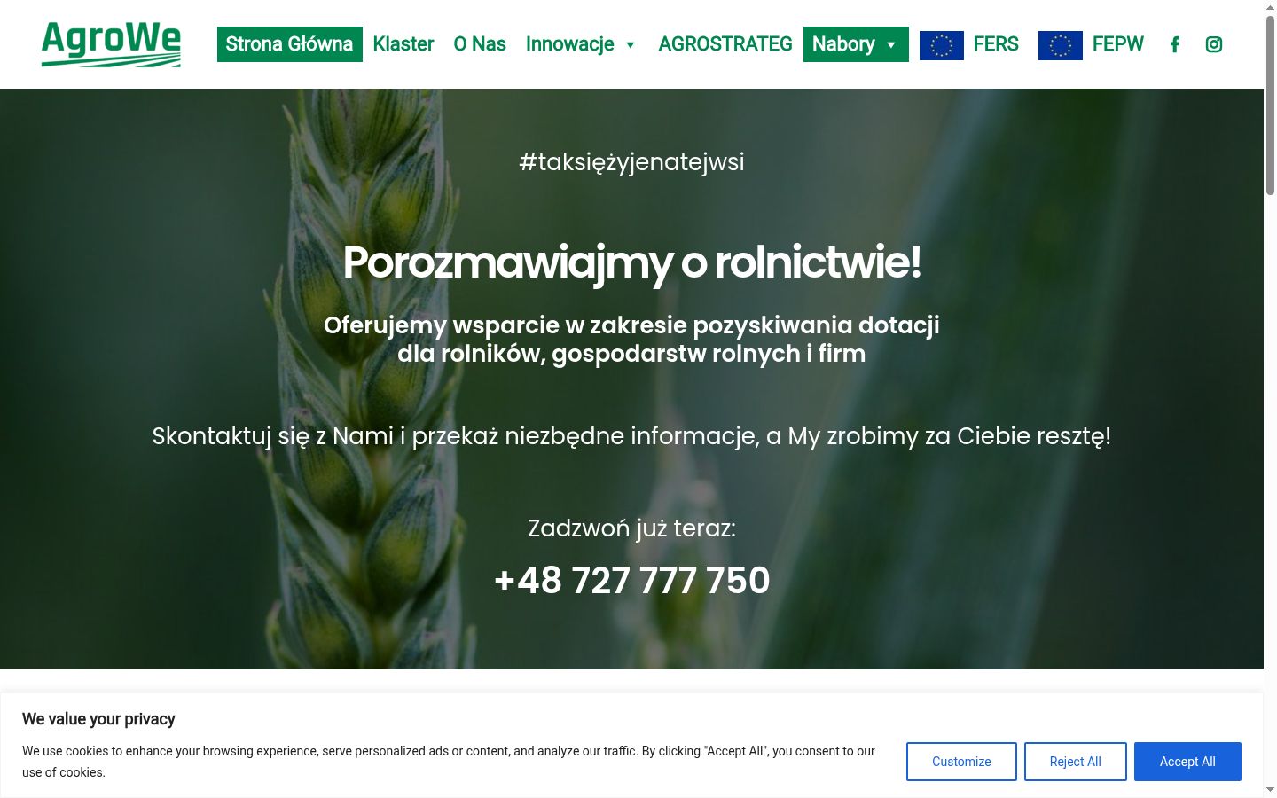 Zrzut ekranu banera zgody wyświetlanego przed jakąkolwiek interakcją