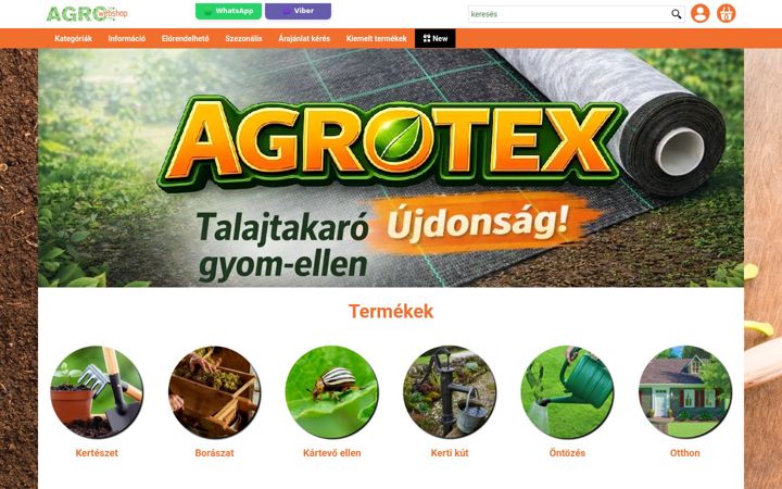 Screenshot von agrowebshop.hu