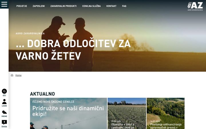 Ekrano kopija agrozavarovalnica.si