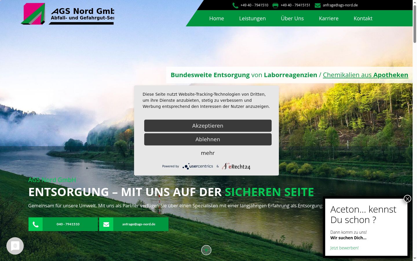 Screenshot of the consent banner shown before any interaction