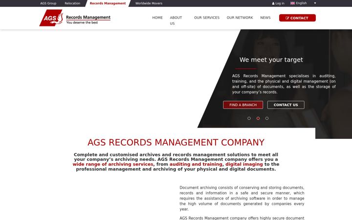 Screenshot stránky ags-recordsmanagement.com