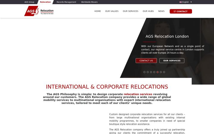 Screenshot stránky ags-relocation.com