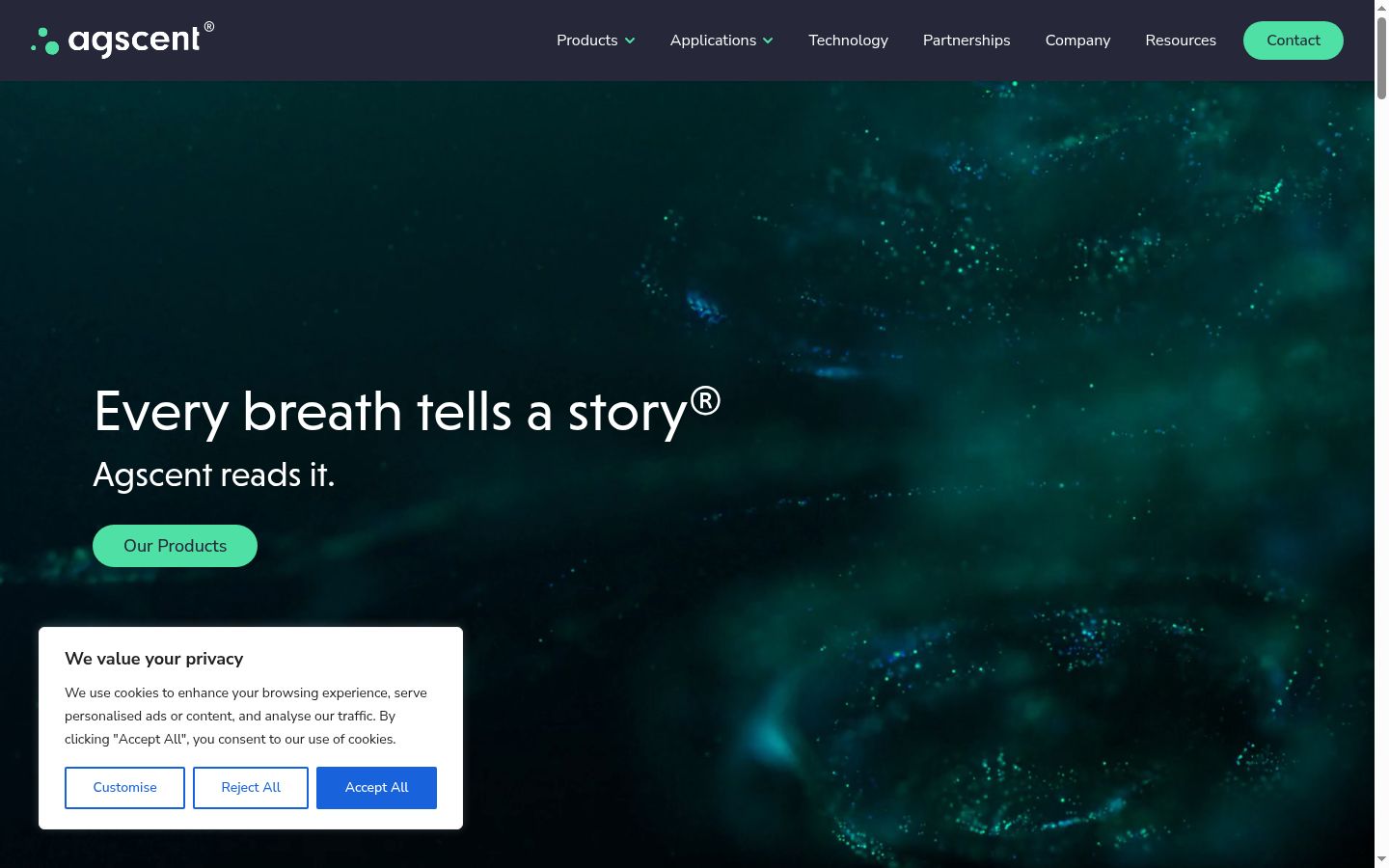 Screenshot of the consent banner shown before any interaction