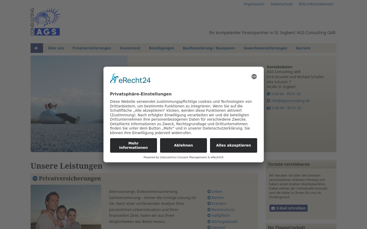 Screenshot of the consent banner shown before any interaction