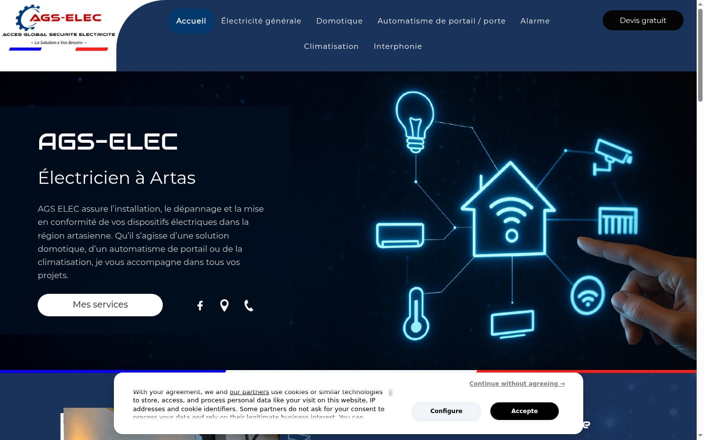 Screenshot of the consent banner shown before any interaction