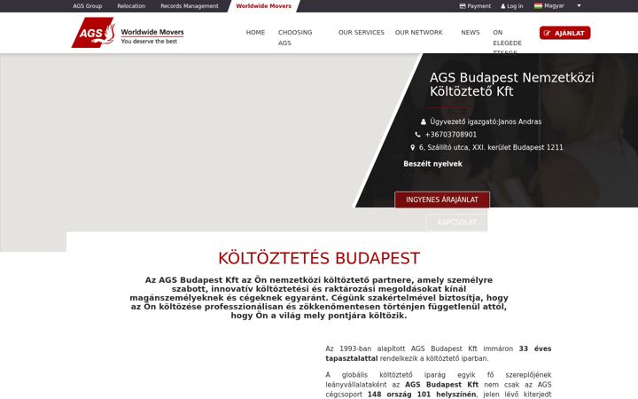 Screenshot von agsmovers.hu