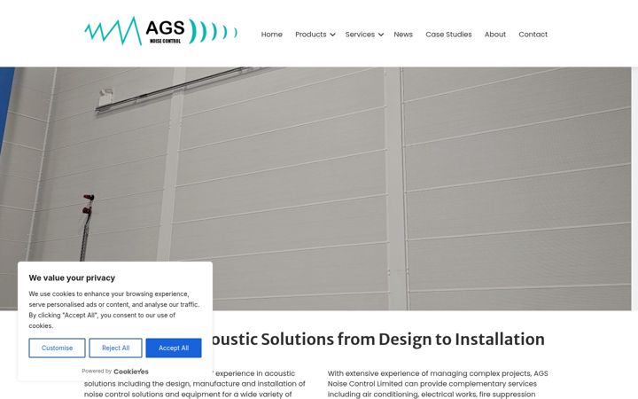 Screenshot of agsnoisecontrol.co.uk