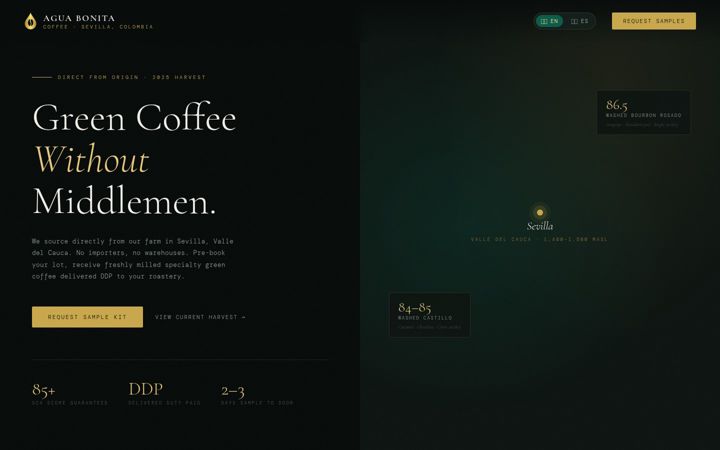 Screenshot of aguabonitacoffee.com