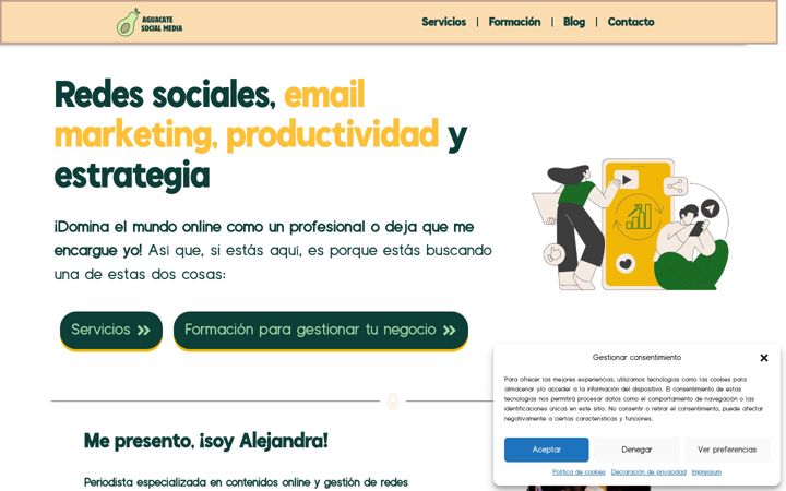 Screenshot of aguacatesocialmedia.com