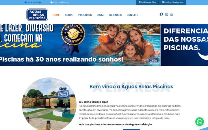 Zrzut ekranu aguasbelaspiscinas.com.br