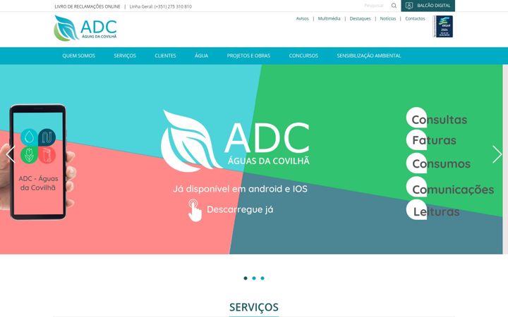 Screenshot of aguasdacovilha.pt
