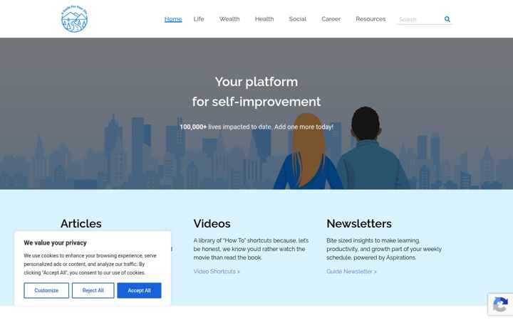 Screenshot of aguideforyour20s.com